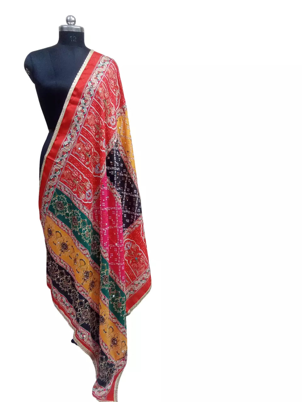 Pakistani Dupatta Women Heavy Mirror & Bead Handwork Perfect Weddings Festivals By Kalra Creations