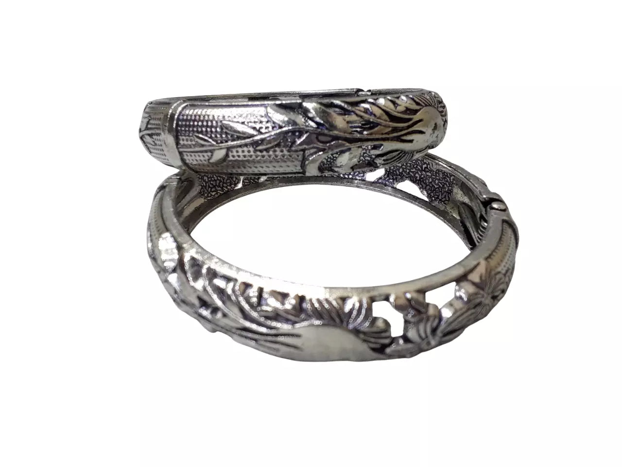 Kids Brass Rajasthani Bangles Brass Silver Tone Side Openable Bracelet Oxidised By Kalra Creations