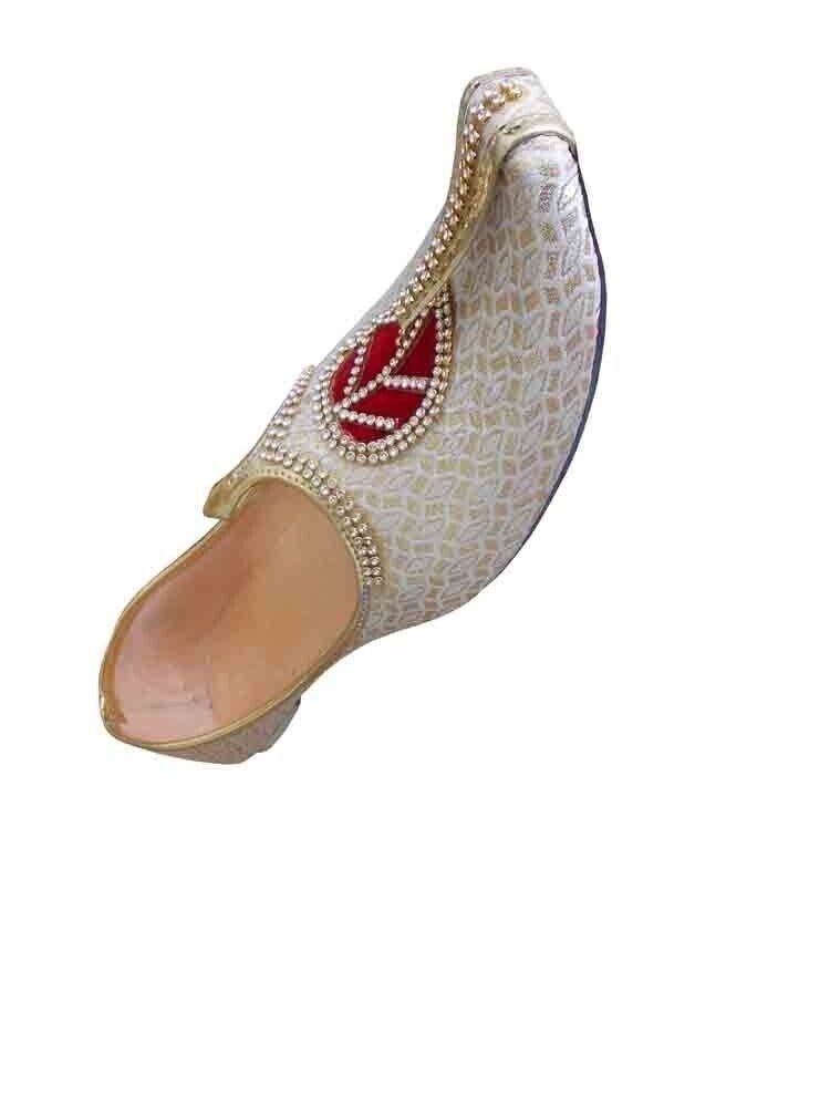 By Kalra Creations Men Shoes Traditional Wedding Punjabi Jutties Handmade Cream Mojaries Flip-Flops Flat US 6-12