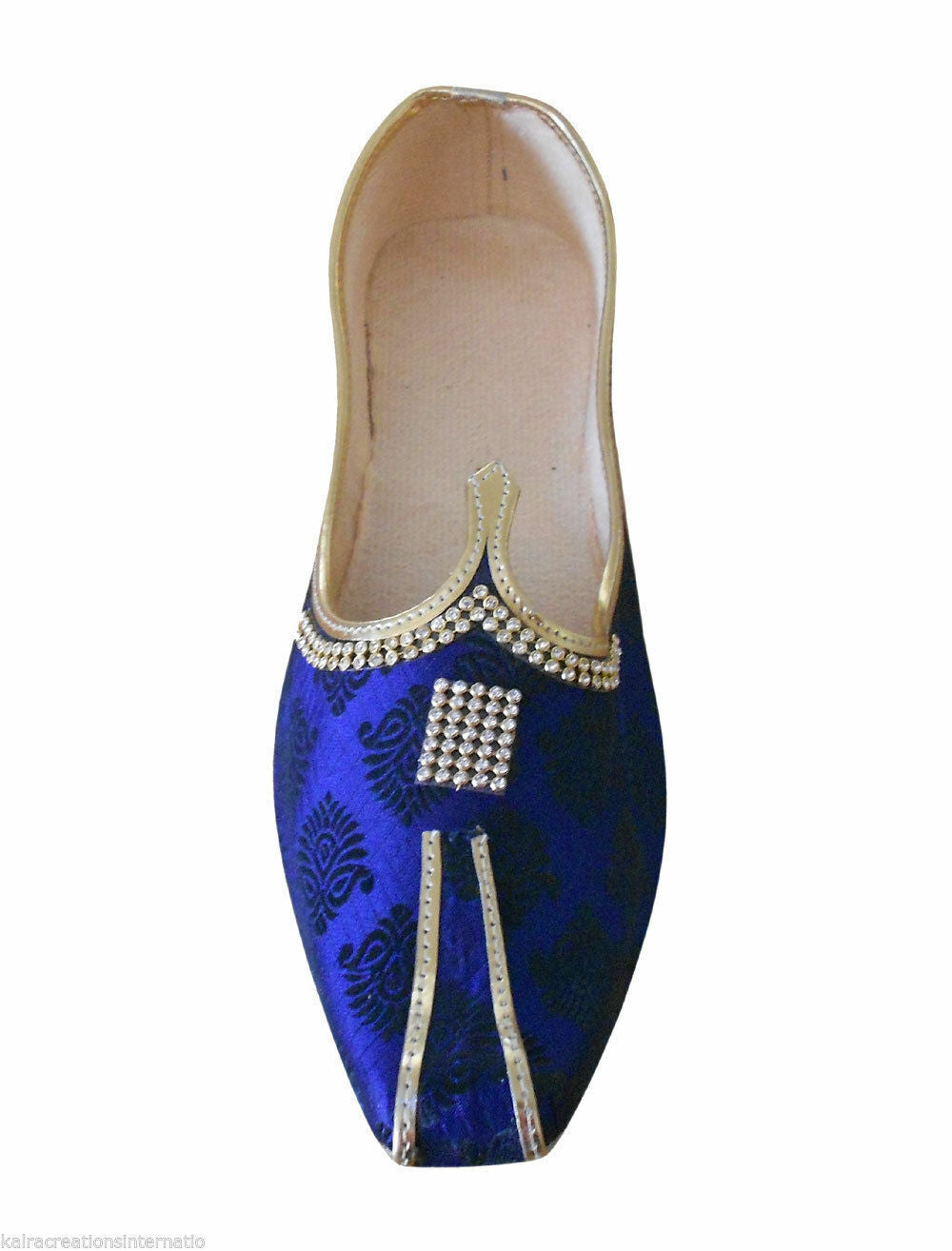 By Kalra Creations Men Shoes Indian Mojaries Sherwani Wedding Blue Jutties Khussa Loafers Flip-Flops Flat US 6/12