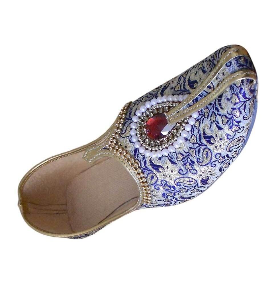 Men Shoes Traditional Wedding Handmade Punjabi Khussa Designer Jutties Flip-Flops Flat US 6-9