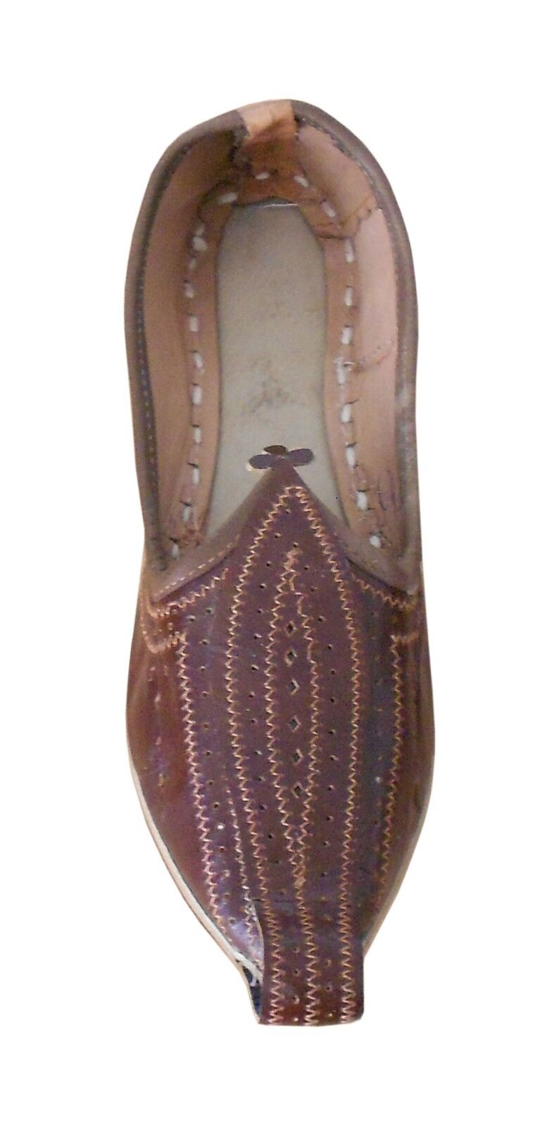 By Kalra Creations Men Shoes Mojaries Indian Khussa Jutties Handmade Brown Leather Espadrilles Flip-Flops Flat US 7