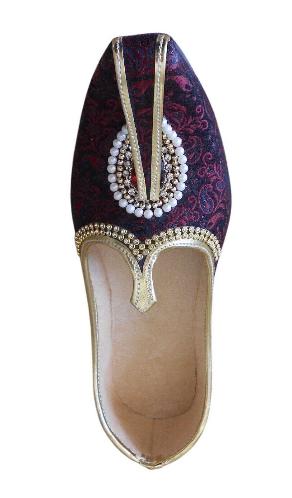 By Kalra Creations Men Shoes Indian Wedding Jutties Handmade Punjabi Maroon & Black Mojaries Groom Flip-Flops Flat US 6-11