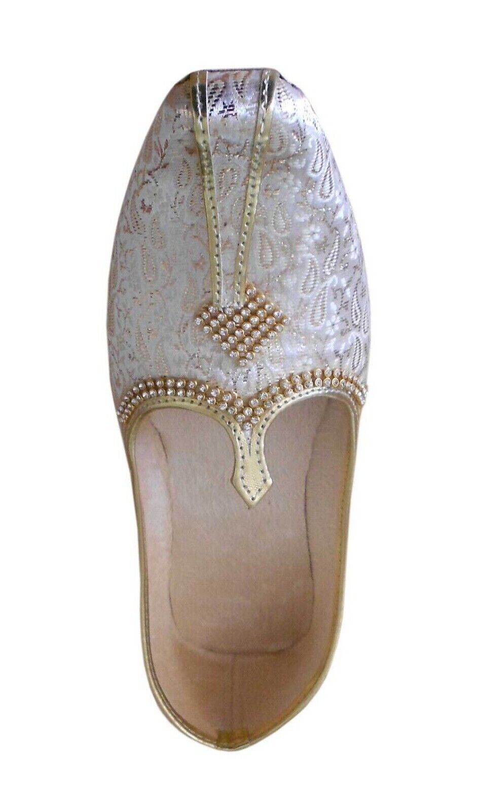 By Kalra Creations Men Shoes Traditional Groom Leather Mojaries Khussa Wedding Cream Jutties Flip-Flops Flat US 7-12