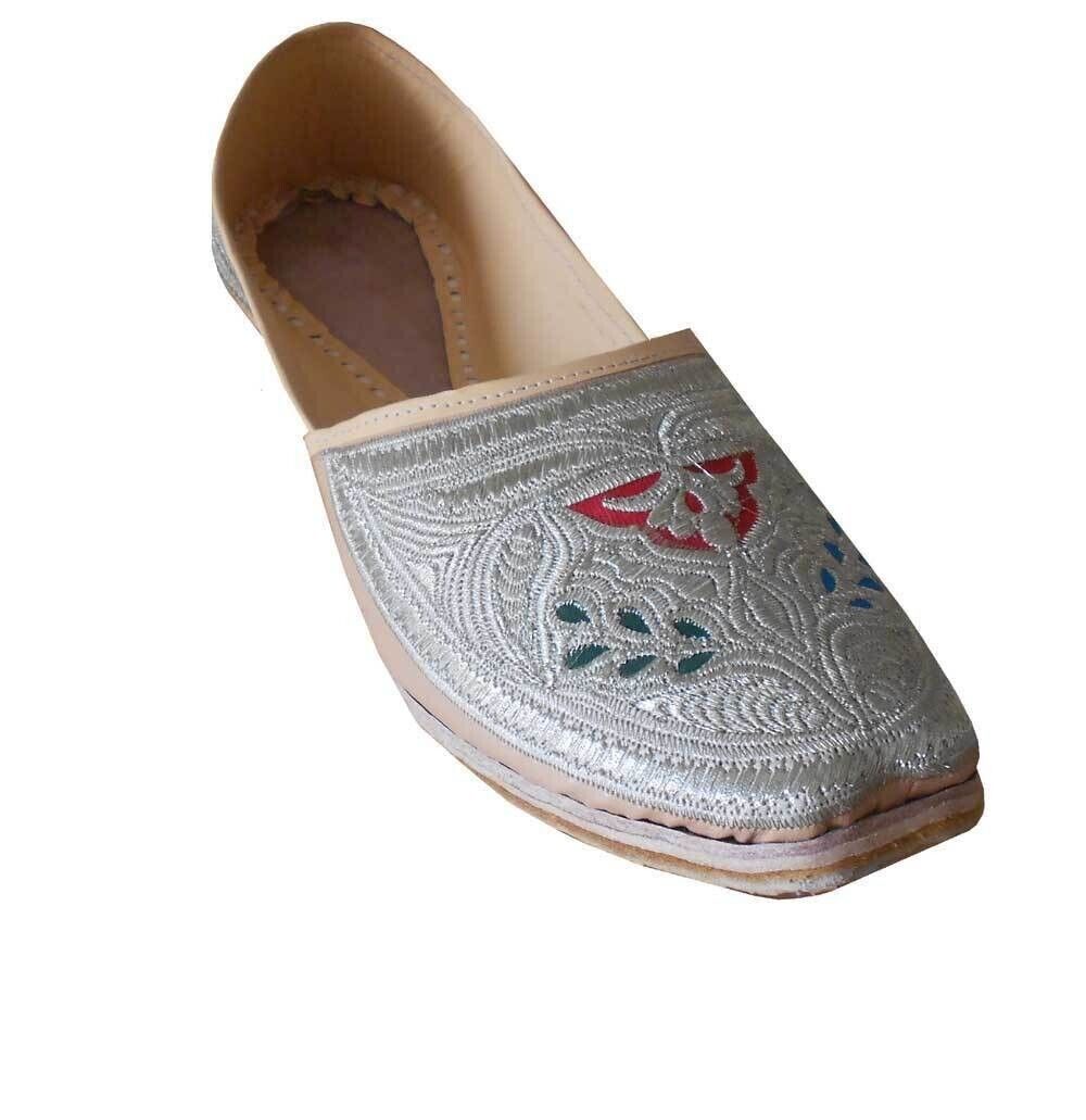 By Kalra Creations Men Shoes Handmade Casual Jutties Sherwani Leather Mojaries Indian Cream Khussa Flip-Flops Flat US 11