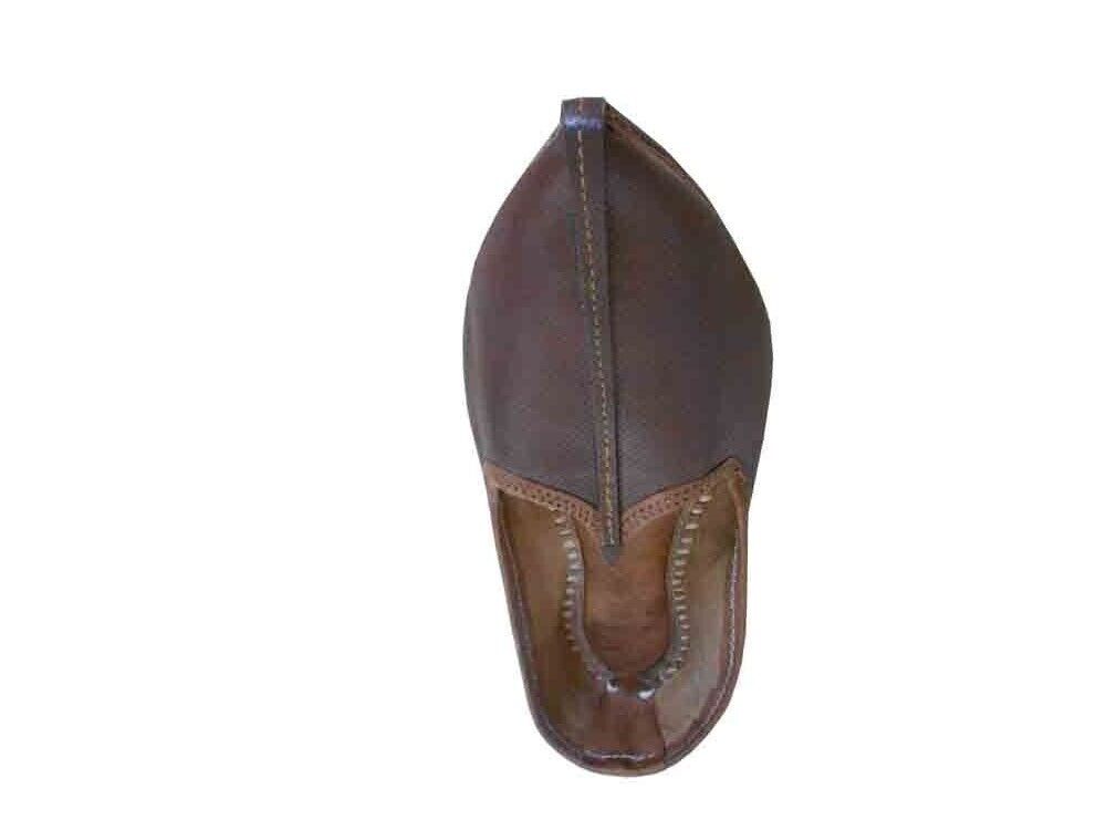 By Kalra Creations Men Shoes Indian Genuine Casual Jutties Leather Handmade Brown Mojaries Flip-Flops US 8