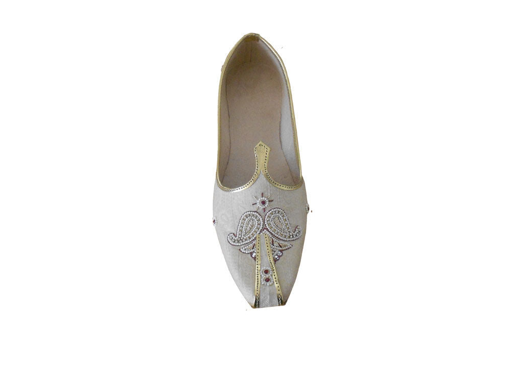 By Kalra Creations Men Shoes Wedding Designer Jutties Indian white Loafers Groom Mojaries Flip-Flops Flat US 6