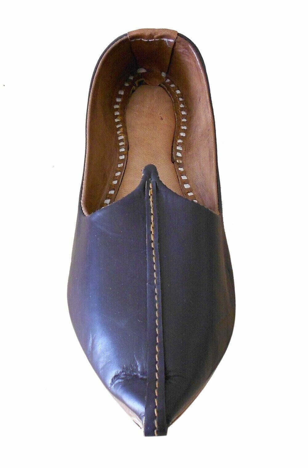 By Kalra Creations Men Shoes Indian Genuine Leather Jutties Brown Khussa Espadrilles Mojaries Flip-Flops Flat US 11