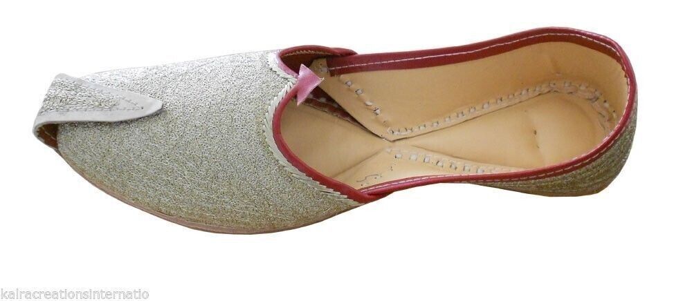 By Kalra Creations Men Shoes Handmade Traditional Cream Leather Mojaries Wedding Loafers Cream Jutties Flip-Flops Flat US 8