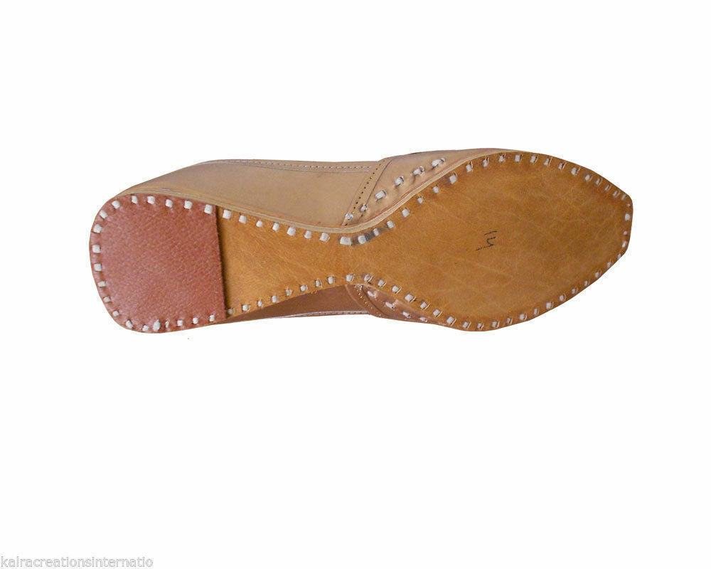 By Kalra Creations Men Shoes Handmade Mojaries Leather Brown Indian Khussa Indian Jutties Flip-Flops US 6/7