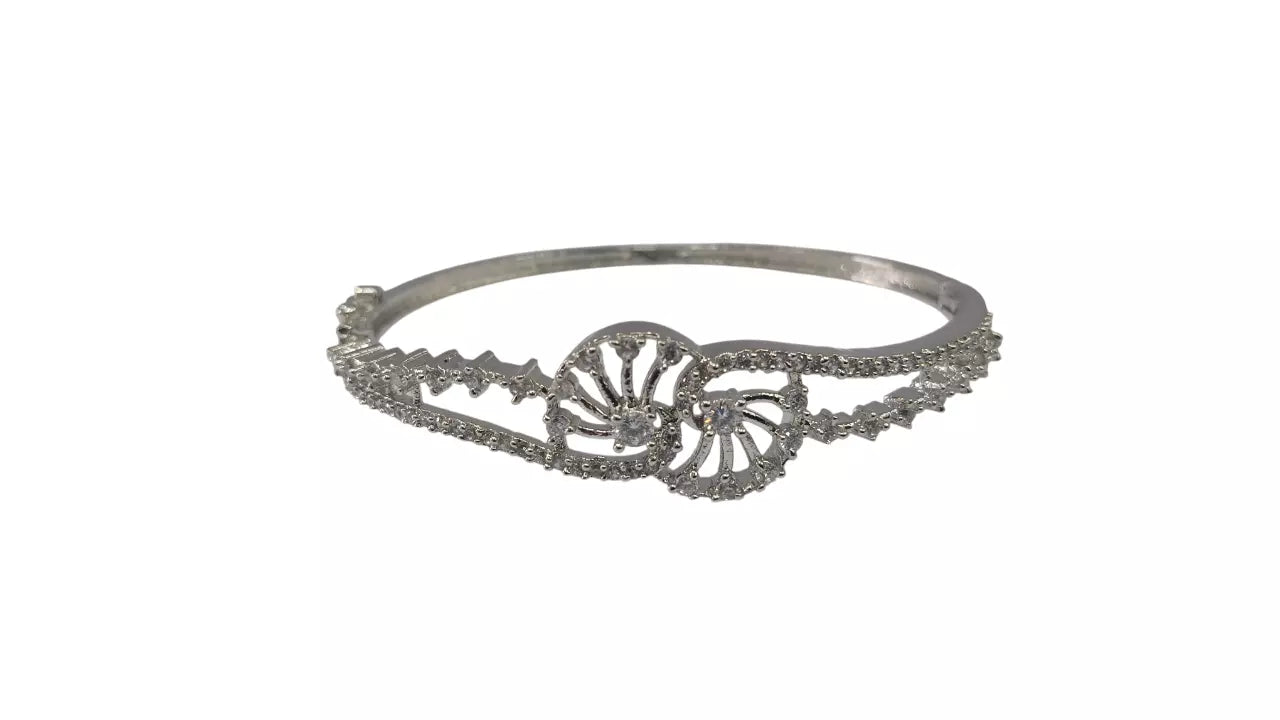 Women Bracelet Silver Plated Indian Jewelery Stone Kada Bracelet AD By Kalra Creations