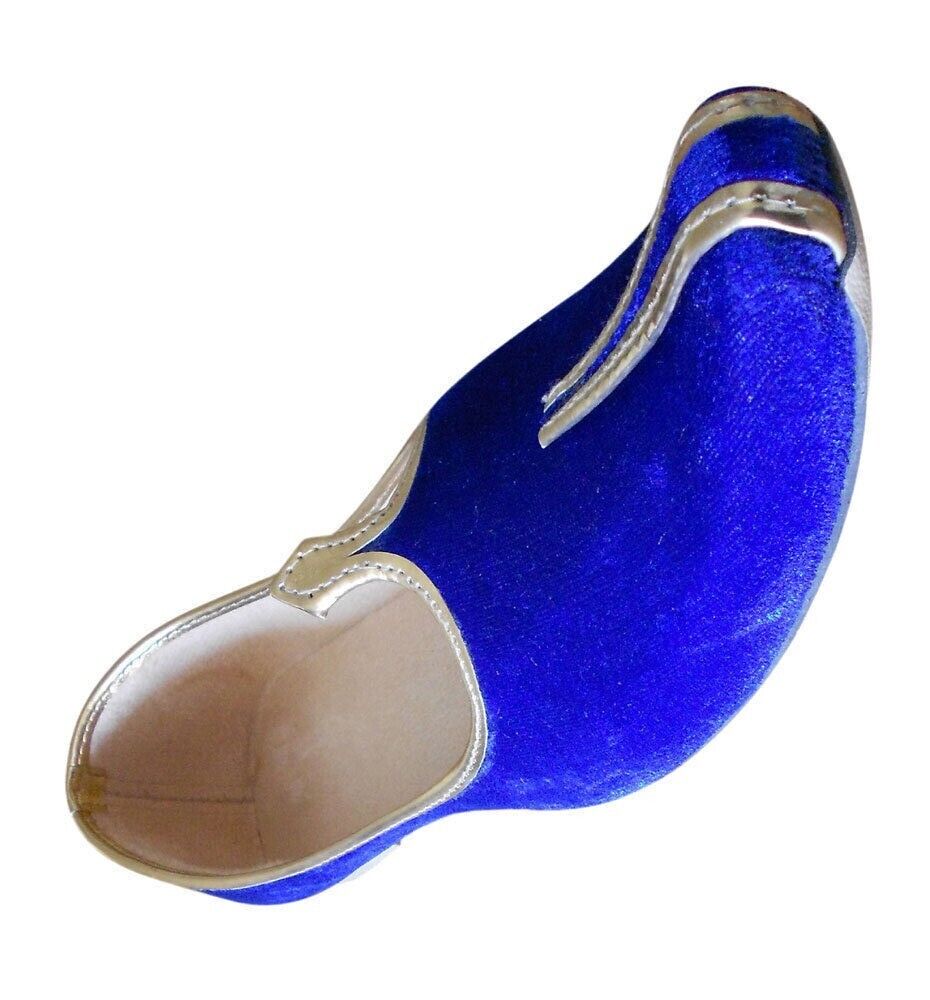 By Kalra Creations Men Shoes Sherwani Mojaries Indian Jutties Groom Blue Khussa Loafers & Slip Ons Flip-Flops Flat US 6-7
