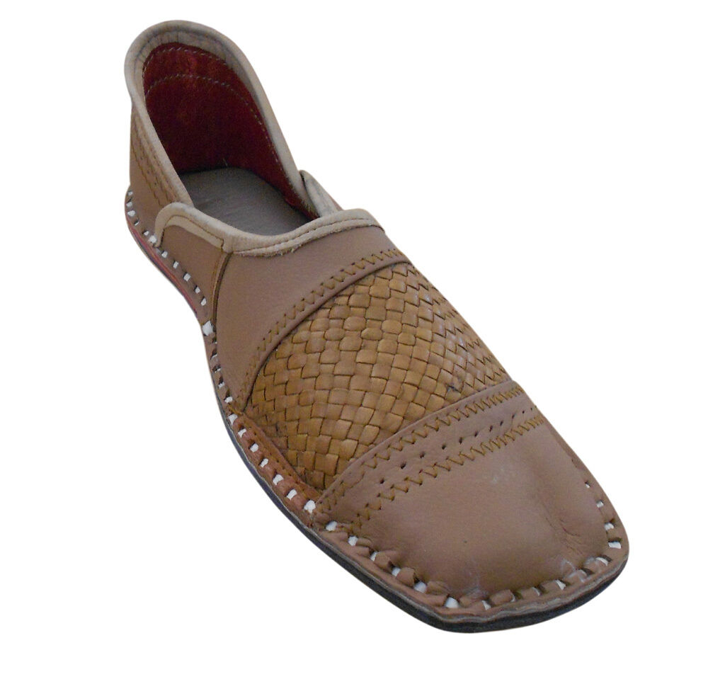 By Kalra Creations Men Shoes Handmade Leather Mojaries Leather Brown Indian Loafers & Slip Ons Jutties Flip-Flops US 9-11
