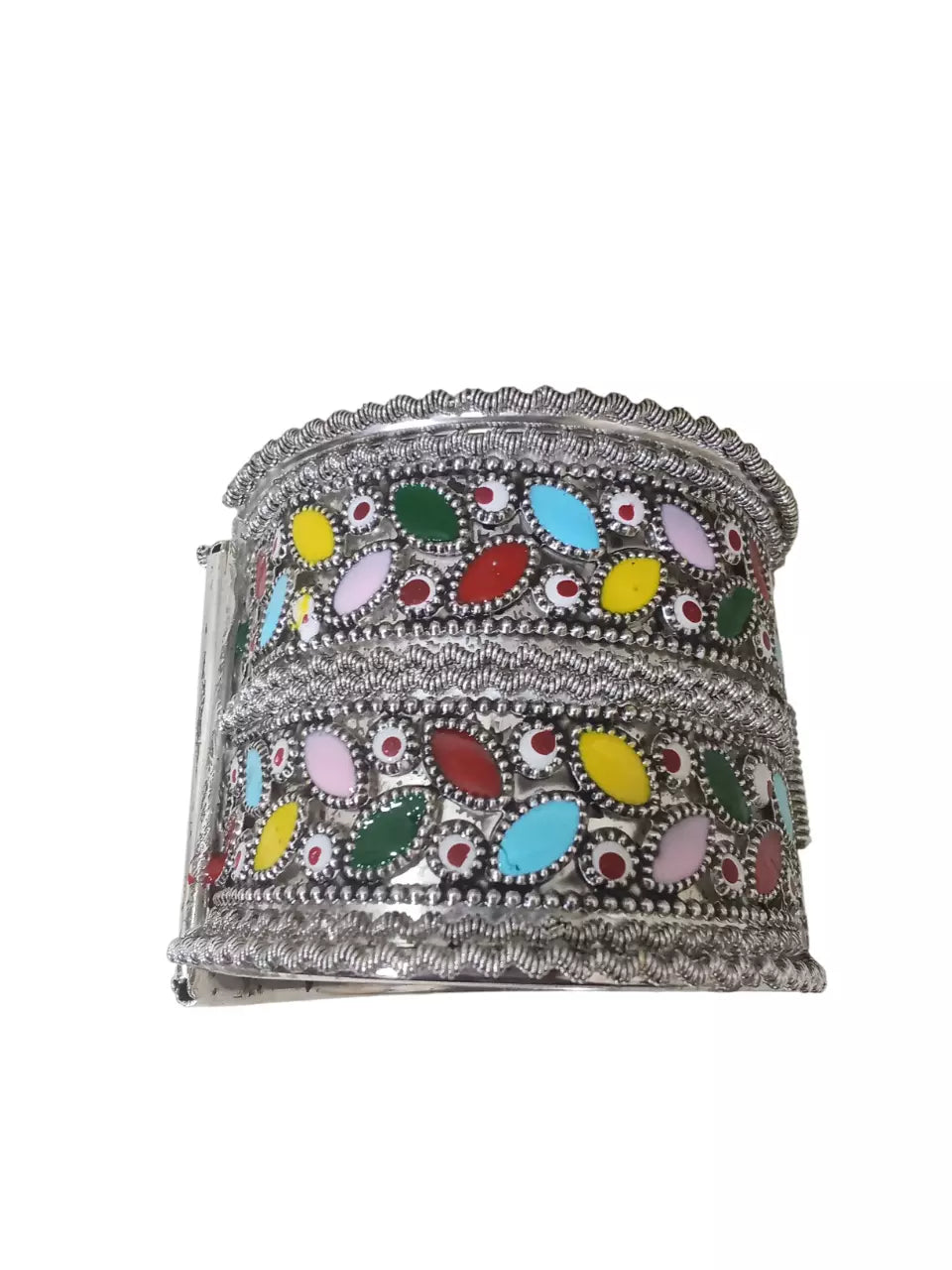 Women Bracelet Bangles Brass Oxidised Side Openable Brass Silver Tone By Kalra Creations