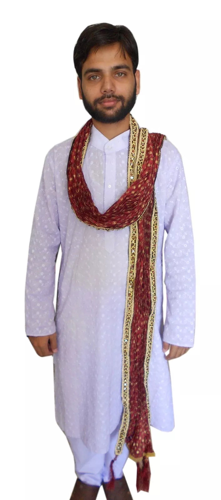 Men Stole Churidar Sherwani Kurta Scarves Groom Silk Dupatta Ethnic Traditional By Kalra Creations