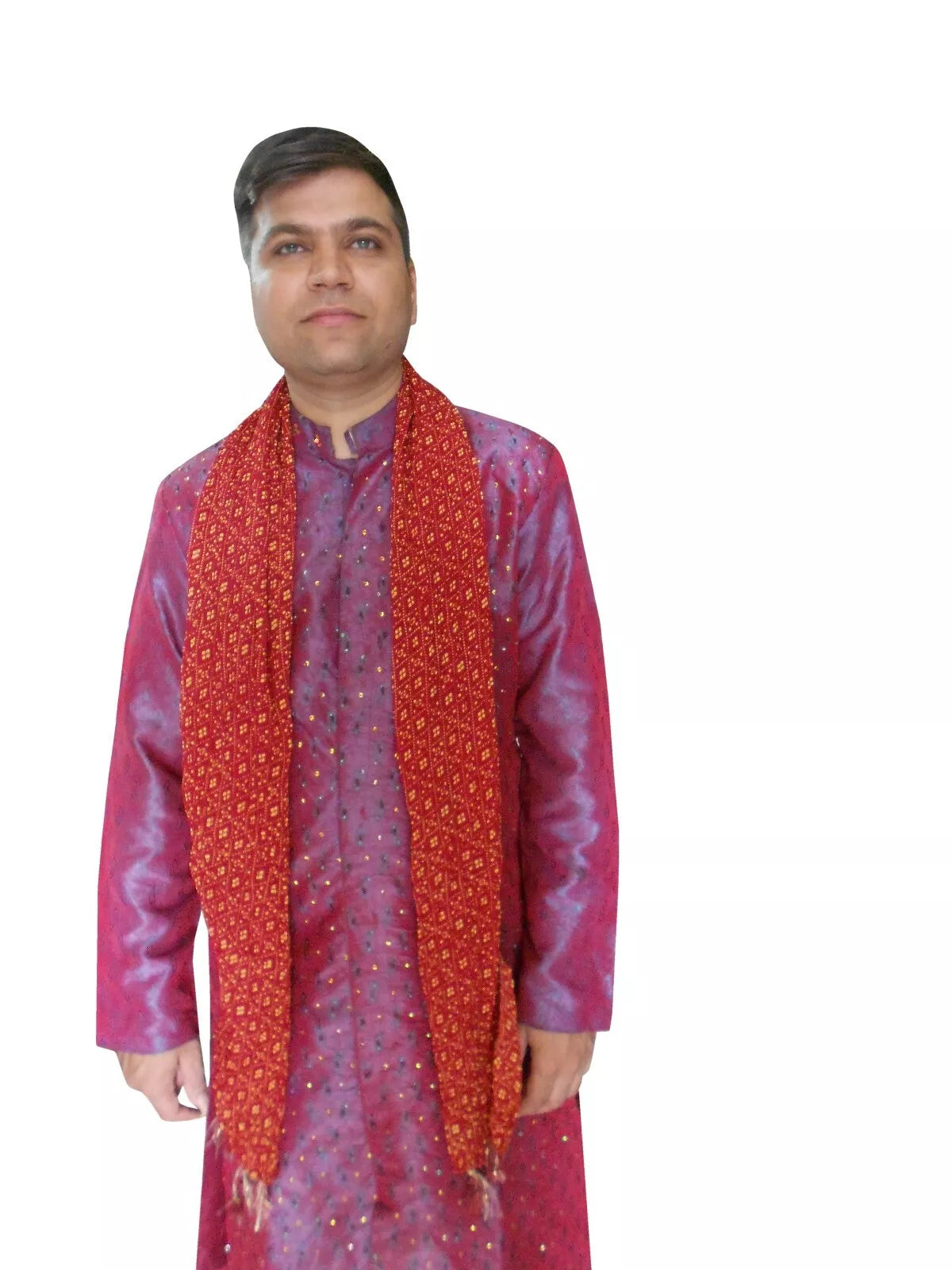 Men Stole Indian Handmade Churidar Wedding Groom Dupatta Silk Blend Scarves By Kalra Creations