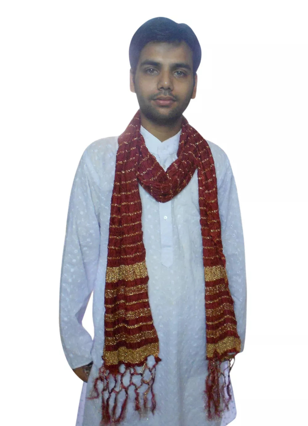 Men Stole Indian Kurta Chunni Dupatta Wedding Maroon By Kalra Creations