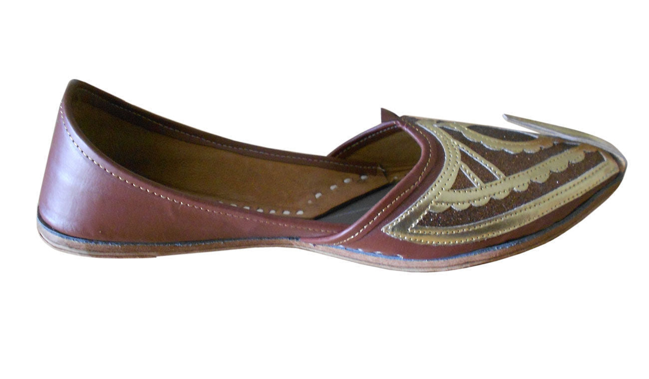 By Kalra Creations Men Shoes Traditional Brown Indian Leather Mojaries Loafers Khussa Handmade Jutties Flip-Flops Flat US 7-9