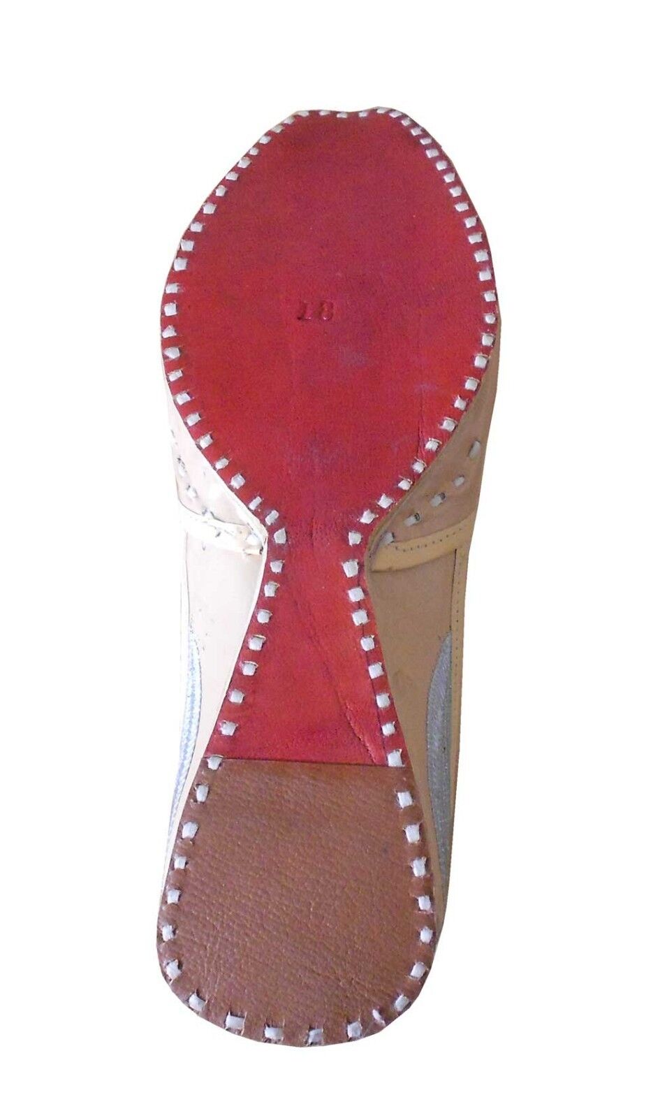 By Kalra Creations Men Shoes Traditional Leather Punjabi Espadrilles Handmade Cream With Silver Jutties Loafers & Slip Ons Flip-Flops Flat US 11