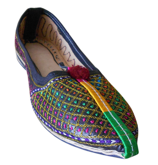 Women Shoes Indian Handmade Traditional Leather Jutties Pointy Mojaries Flip-Flops Flat US 6-7