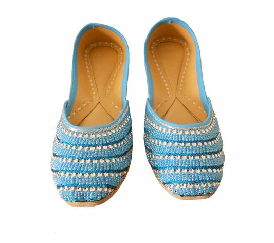 Women Shoes Indian Handmade Traditional Wedding Jutties Leather Mojaries Flip-Flops Flat US 9/9.5