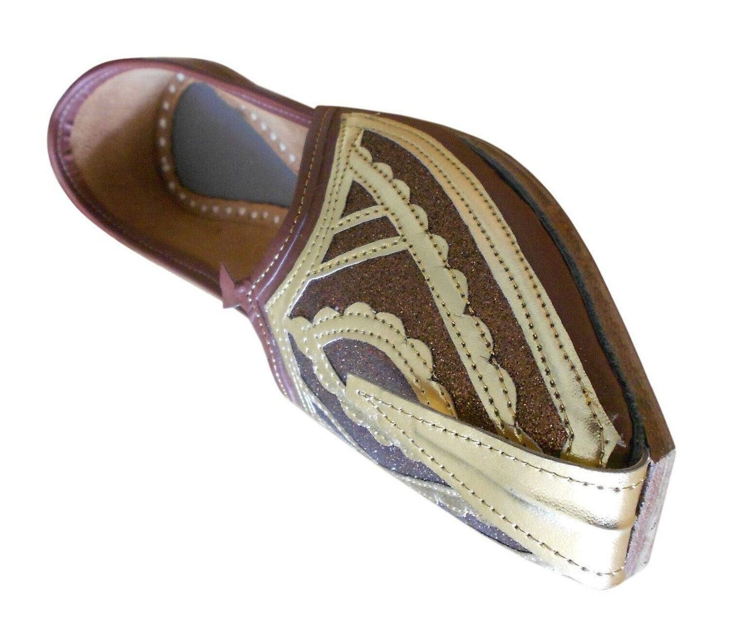 By Kalra Creations Men Shoes Traditional Brown Indian Leather Mojaries Loafers Khussa Handmade Jutties Flip-Flops Flat US 7-9