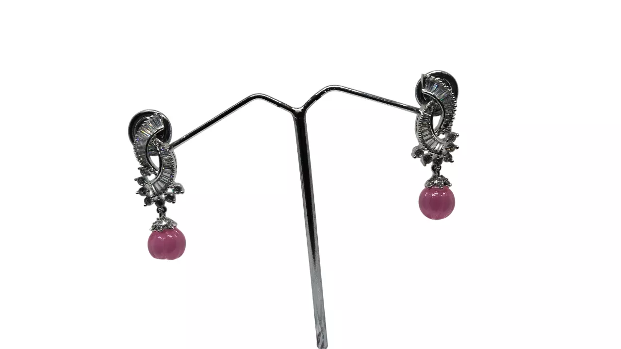 Indian Jewelry Silver Plated Style Bridal Women Bollywood CZ Earring AD Earrings By Kalra Creations