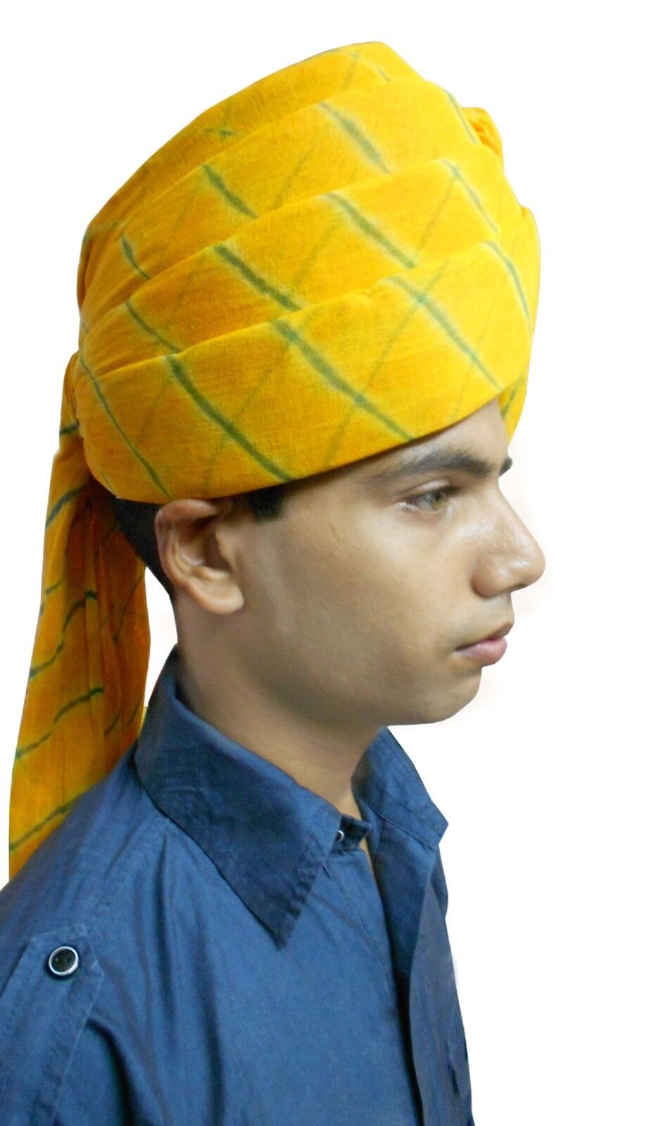 Men Hat Pagri Indian Traditional Cotton Turban Pag Yellow Safa Top 7 (22")Medium