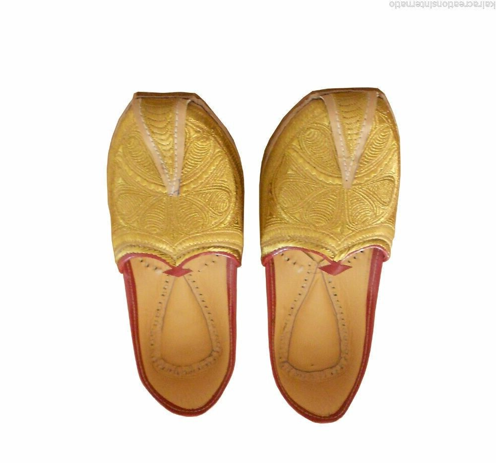 By Kalra Creations Men Shoes Traditional Leather Mojaries Cream Jutties Wedding Loafers & Slip Ons Flip-Flops Flat US 9