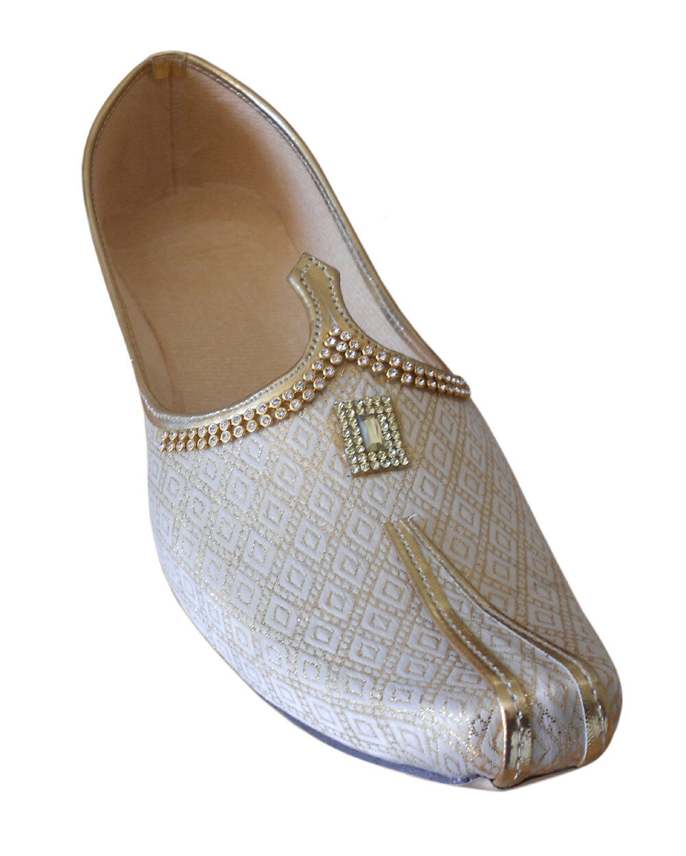 By Kalra Creations Men Shoes Indian Traditional Wedding Jutties Handmade Cream Groom Mojaries Flip-Flops US 6-12