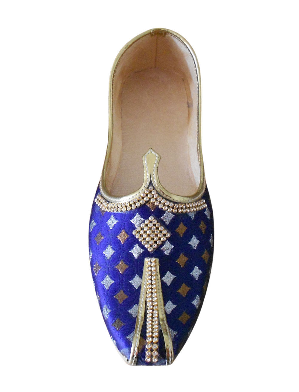 By Kalra Creations Men Shoes Indian Wedding Jutties Groom Blue Mojaries Punjabi Khussa Flip-Flops Flat US 6/7
