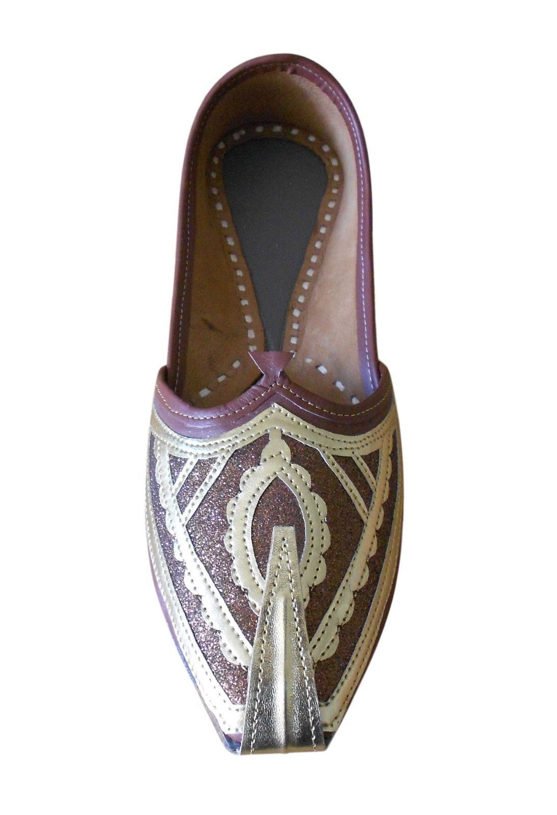 By Kalra Creations Men Shoes Traditional Brown Indian Leather Mojaries Loafers Khussa Handmade Jutties Flip-Flops Flat US 7-9