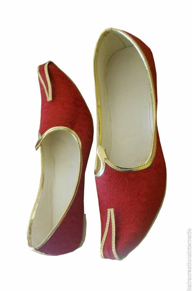 By Kalra Creations Men Shoes Traditional Jutties Wedding Khussa Red Loafers & Slip Ons Mojaries Flip-Flops Flat US 7