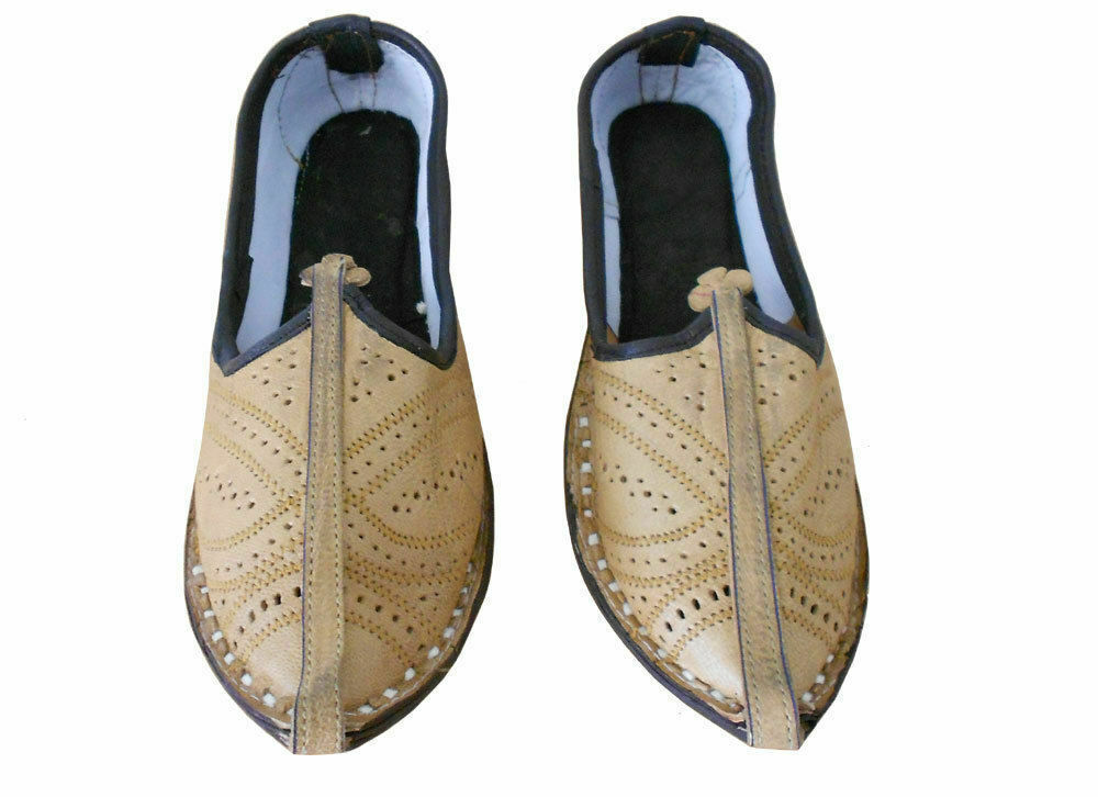 By Kalra Creations Men Shoes Traditional Jutties Indian Handmade Leather Camel Mojaries Flip Flops Flat US 7