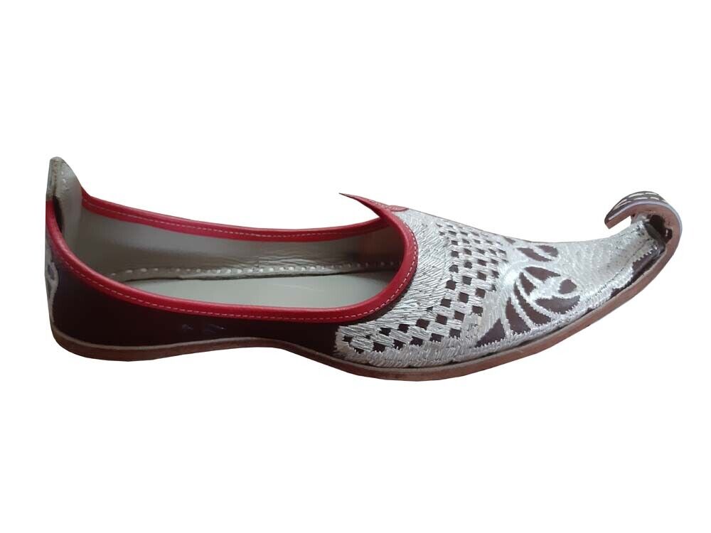 By Kalra Creations Men Shoes Leather Mojaries Brown Punjabi Aladdin Khussa Indian Jutties Flip-Flops Flat US 8.5-13