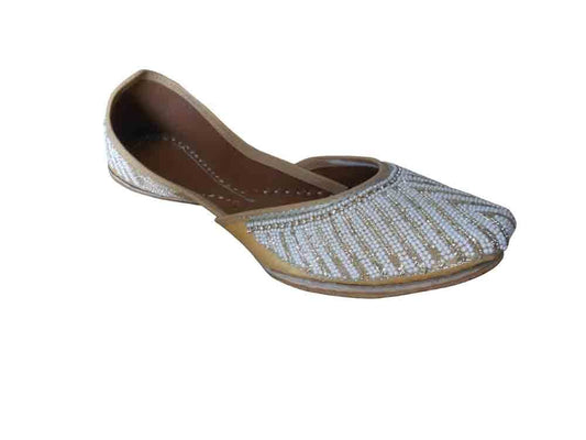 Women Shoes Indian Khussa Wedding Mojaries Leather Handmade Jutties Flip-Flops Flat US 7-9