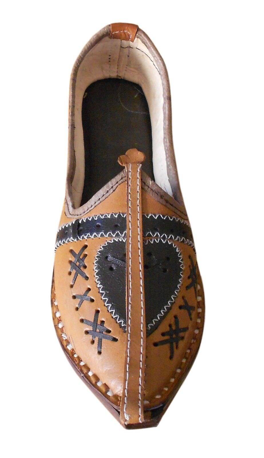 By Kalra Creations Men Shoes Leather Jutties Indian Brown Handmade Espadrilles Mojaries Flip-Flops Flat US 8