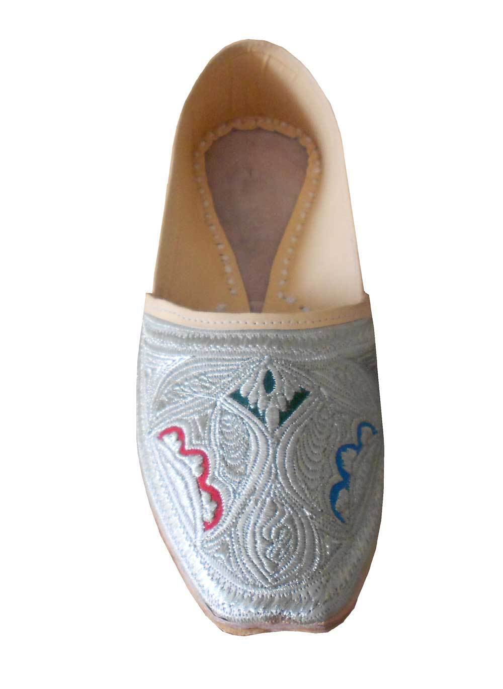 By Kalra Creations Men Shoes Traditional Leather Jutties Cream Wedding Loafers Mojaries Flip-Flop Flat US 8.5