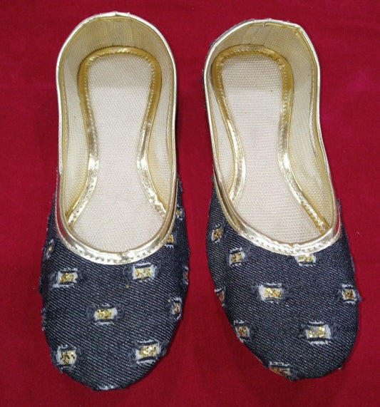 Women Shoes Indian Handmade Leather Mojaries Black Casual Jutties Flip-Flops Flat US 5-10