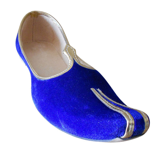 Men Shoes Sherwani Mojaries Indian Jutties Groom Blue Khussa Loafers & Slip Ons Flip-Flops Flat US 6-10