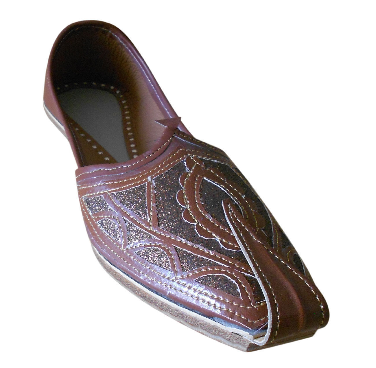 By Kalra Creations Men Shoes Traditional Leather Loafers Brown Mojaries Punjabi Handmade Flip-Flops Flat US 7-9