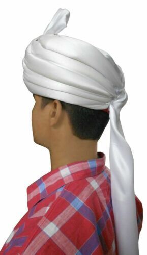 Men Hat Indian White Silk Blend Pagri Topi Turban Safa Cap Pag