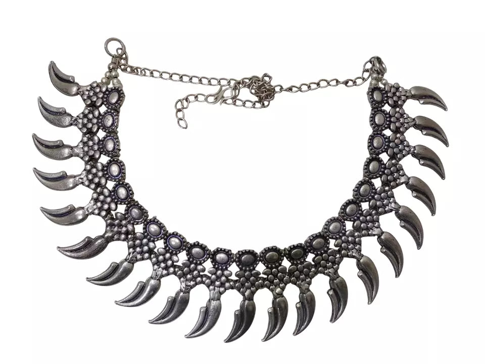 Women Oxidised German Silver Necklace Brass for Women and Girl's By Kalra Creations
