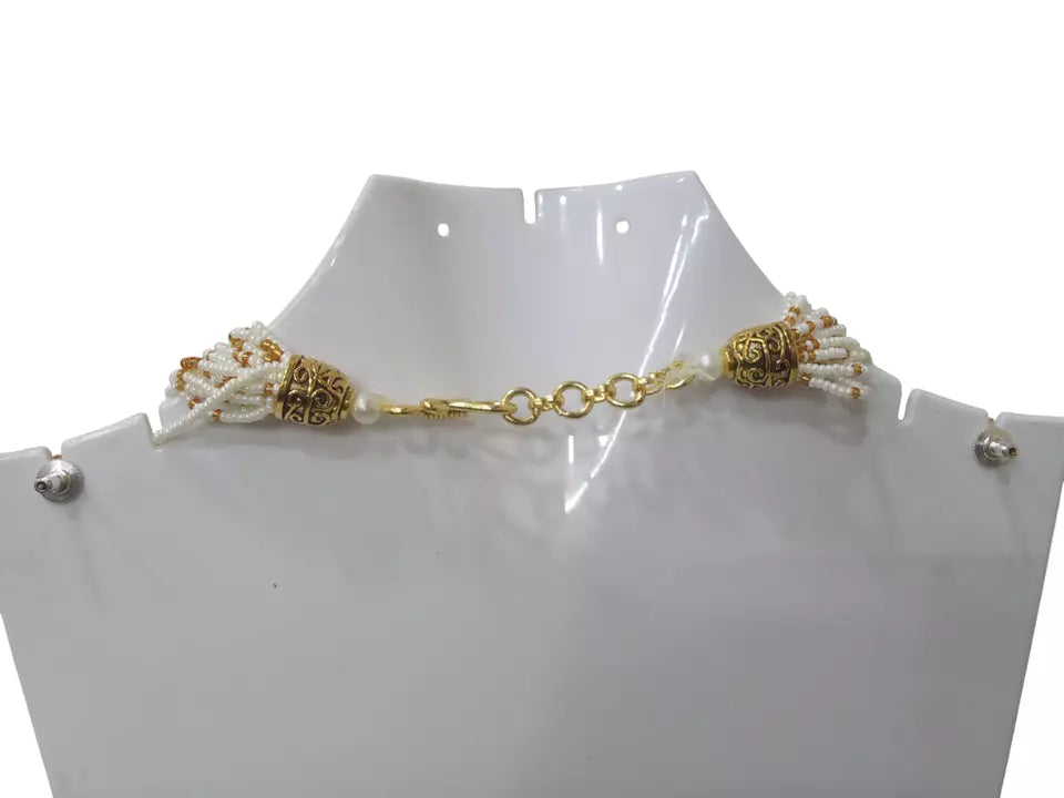 Women Gold Tone Wedding Pearls Necklace Earring Set Women By Kalra Creations
