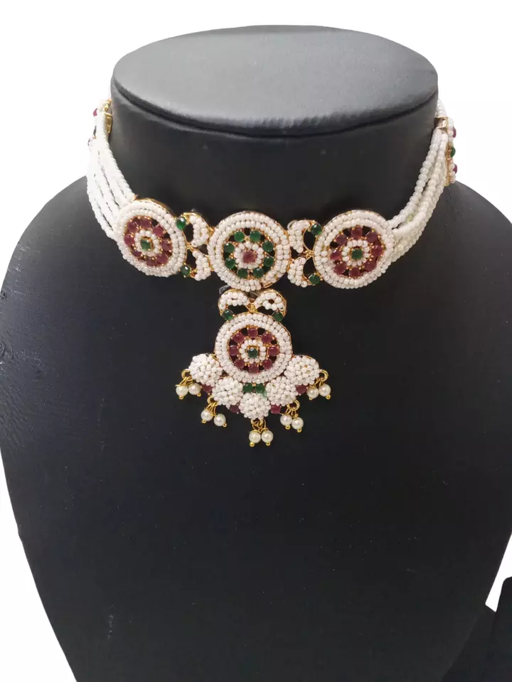 Jewellery Gold Plated Choker Women Wedding Necklace Set Stylish Girls Pendant By Kalra Creations