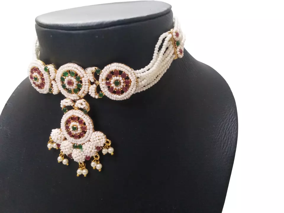 Jewellery Gold Plated Choker Women Wedding Necklace Set Stylish Girls Pendant By Kalra Creations