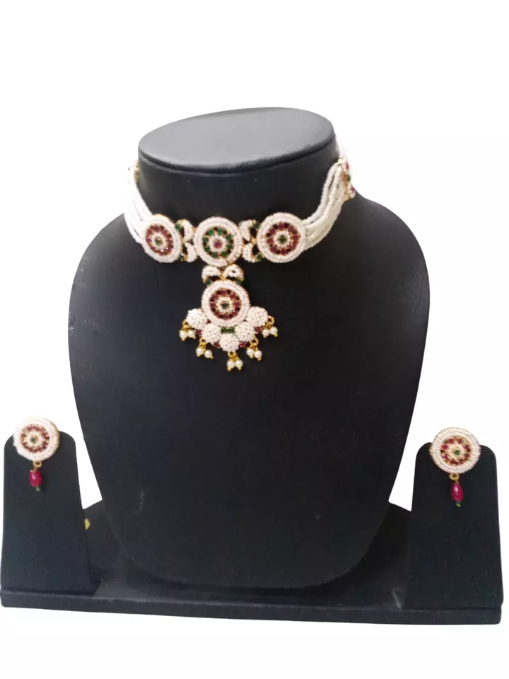 Jewellery Gold Plated Choker Women Wedding Necklace Set Stylish Girls Pendant By Kalra Creations