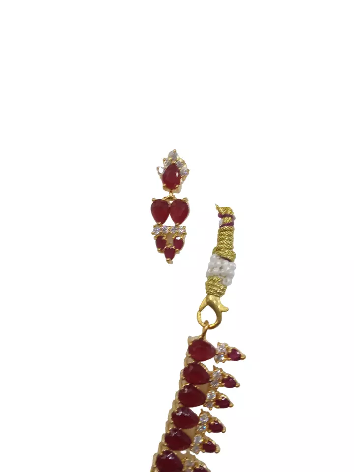 Women Necklace Jewelry Earrings AD Set Gold Plated Indian Bollywood Bridal By Kalra Creations