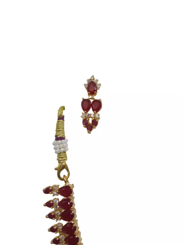 Women Necklace Jewelry Earrings AD Set Gold Plated Indian Bollywood Bridal By Kalra Creations