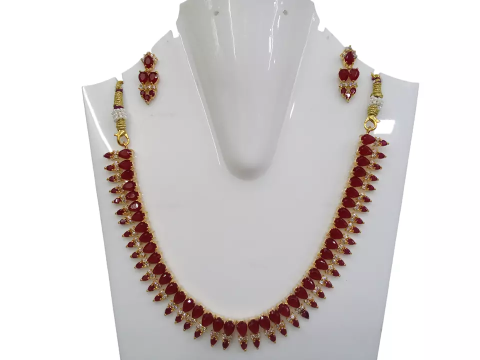 Women Necklace Jewelry Earrings AD Set Gold Plated Indian Bollywood Bridal By Kalra Creations